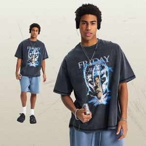 T-shirts décontractés surdimensionnés pour hommes de qualité supérieure, coupe ample, 100 % coton, col en V, manches courtes, respirants, anti-boulochage, séchage rapide, anti-plis - Product Image 2