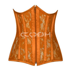 Corset en maille orange à baleines en acier, style Underbust, pour la mode et le fitness - Product Image 1