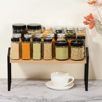 Organisateur élégant de porte-épices en bois et en métal à un niveau pour le rangement du comptoir de cuisine et les essentiels du garde-manger nouveau support simple