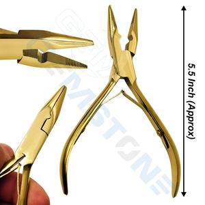 Kit d'outils professionnels en acier inoxydable pour extensions de cheveux, ensemble d'installation Micro Link, pinces, aiguilles, fil, perles de 5 mm, clips dorés - Product Image 3
