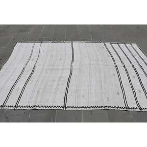 พรมวินเทจสไตล์ตุรกี ขนาด 5.4x8.4 ฟุต พรมสีขาวขนาดใหญ่ - Product Image 4