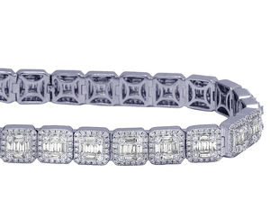 Baguette y pulsera redonda de diamantes de moissanita en plata de ley 925 joyería helada Hip Hop pulsera personalizada para hombres - Product Image 4