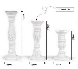 Juego de 3 Portavelas de Madera Hechos a Mano |   Portavelas de Pilar para Decoración Rústica del Hogar, Portavelas Triples de Madera Natural - Product Image 2