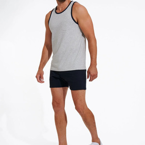 เสื้อกล้ามวิ่งผู้ชายผ้าฝ้ายเนื้อนุ่มทรงหลวมมีกระเป๋า สั่งทำโลโก้ขายส่งได้ - Product Image 4