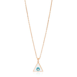 Triángulo esmalte diseño blanco y turquesa esmalte forma turco hecho a mano venta al por mayor 925 joyería de plata esterlina - Product Image 1