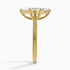 Anillo de compromiso de oro de 10K atemporal con simetría radiante de diamante Marquesa cultivado en laboratorio para bodas, fiestas, regalos, aniversarios - Product Image 2