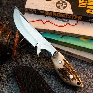 Couteau de chasse en acier à haute teneur en carbone, lame fixe personnalisée avec manche en bois de cerf pour le camping en plein air, acier inoxydable avec personnalisation OEM - Product Image 5