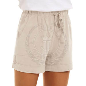 Polyester/Cotton Women Shorts High <b>Waist</b> Lightweight Stretch Fabric Breathable Quick Dry Eco-Friendly - Product Image 1