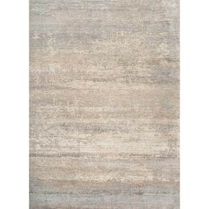 Tapis en laine et soie noué à la main Entropy Ivory AKWS-13017, motif abstrait rectangulaire, fait main pour salon, couloir, maison, polyester - Product Image 1