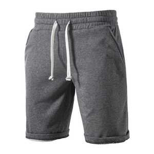 Novedad de 2024, pantalones cortos para hombre, pantalones cortos de lana de algodón de tela personalizada, pantalones cortos de chándal con bolsillo oculto para hombre con cordón - Product Image 5