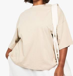 Camisetas sólidas con estampado personalizado para mujer, transpirables, de secado rápido, de algodón y poliéster, de talla grande, de longitud corta, informales, de verano, con logotipo OEM - Product Image 1