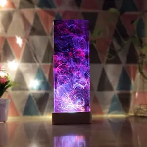 Various color epoxy resin wood night lamp and table lamp for bed room contact for best price