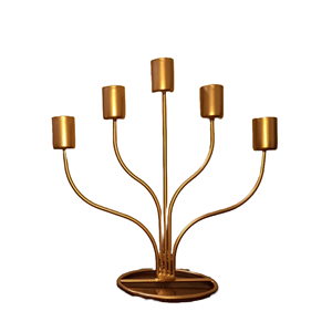 Candélabre à 5 bras en métal plaqué or fait à la main pour la décoration de la maison et de mariage en métal pur forme personnalisée - Product Image 1