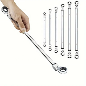 Metric Extra Long Ratcheting Wrench Double Flex-Head Ratcheting <strong>Spanner</strong> <strong>Tools</strong> for Auto Repair - Product Image 1