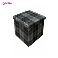 Pouf de rangement pliable en lin épais à carreaux, organisateur de vêtements, banc de canapé multifonctionnel et épaissi