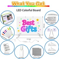 Tableau lumineux LED 7 couleurs, tableau effaçable à sec, tableau de dessin LED pour enfants avec adaptateur inclus