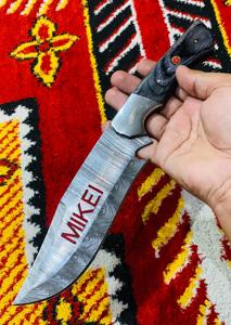 Venta al por mayor 2025 cuchillo de acero de Damasco hecho a mano estilo rastreador logotipo grabado borde recto Funda de cuero fijo embalaje OEM - Product Image 5