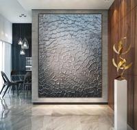 Peinture à l'Huile Florale Dorée Moderne en Relief à Forte Texture sur Toile, Œuvre d'Art pour la Décoration Intérieure