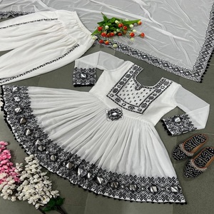 white christmas dresses White 3 Piece Pure Mul Cotton Lace A Line Pakistani Suit Set For Women XXL main image 0
