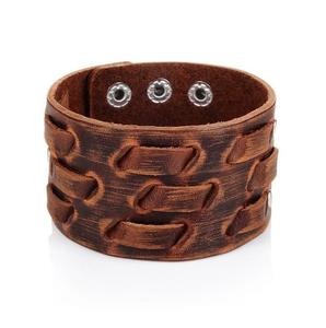 Punk Rock Black & Brown Genuine <b>Leather</b> <b>Bracelet</b> Metal H <b>Leather</b> Cuff Wristband <b>Men</b> Wide <b>Leather</b> <b>Bracelets</b> Modern Design - Product Image 3