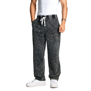 2025 Custom Manufacturer Heavyweight Oversized Man Vintage Sweat-Pant Acid <b>Washed</b> <b>Mens</b> Rhinestone Sweatpants - Product Image 2