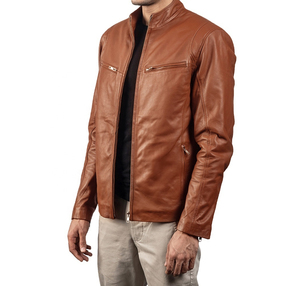 แจ็กเก็ตหนังผู้ชาย, แจ็กเก็ตหนังแฟชั่นลำลองขนาดใหญ่พิเศษสำหรับผู้ชาย - Product Image 1