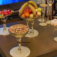 Bol en verre créatif avec forme de branche d'arbre, design floral doré, support en aluminium, bol de service décoratif, stockage alimentaire pour mariage