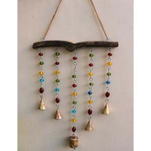 Beaded Iron Windchime Indian Metal Crafts Decorative <b>Bell</b> <b>Chimes</b> with Vertical Pattern Mobiles Suncatcher for Hanging - Product Image 2