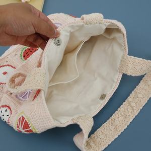 Bolso de Hombro Hecho a Mano de Ganchillo para Mujer, con Estampado de Frutas, Accesorio de Moda EFANBEANIE Zz24053111, Hilo de Algodón Leche - Product Image 3