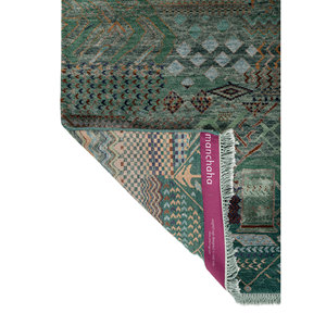 Tapis Manchaha vert en laine et soie de bambou noué à la main, 9x12, design patchwork rectangulaire pour la maison et le couloir - Modèle Les-2719, Jaipur Rugs US - Product Image 5