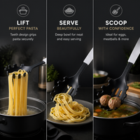 Alat Penyaji Pasta Mini Gagang PP Anti Lengket Bernuansa Alami, Alat Penyaji Pasta Mini Gagang PP Bahan Nylon