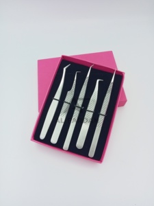 Pince à épiler pour extensions de cils AL FARDAN en acier inoxydable japonais de haute qualité, finition mate, pointe en fibre, pince à épiler diamantée pour cils - Product Image 2