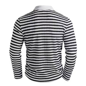 Polo de Punto a Rayas para Hombre, Diseño Nuevo 2026, OEM, Manga Larga, Diseño Personalizado, Opciones de Talla y Color Disponibles - Product Image 2
