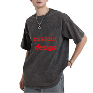 Unisex Acid Wash Vintage T-<b>Shirts</b> Custom Wholesale <b>100</b>% Cotton and <b>Polyester</b> Distressed Tees for Men and Women - Product Image 3