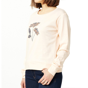 เสื้อสเวตเตอร์ผ้าฟลีซแขนยาวผ้าฝ้ายปักลายดอกสีพีชสำหรับ2025 - Product Image 2