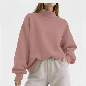 Streetwear Women Long Oversized Mockneck Sweatshirt Casual Autumn <b>Winter</b> Pullover <b>Top</b> for Modern Everyday Style - Product Image 1