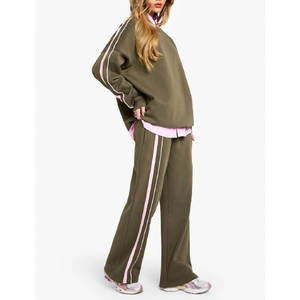 Ensemble de survêtement élégant pour femmes, 2 pièces assorties, pantalon de jogging et haut ample, tenue décontractée en molleton - Product Image 1