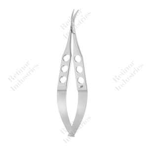 Tijeras Oftálmicas Curvas con Punta Roma, Hoja Mediana, Acero y Titanio, Instrumentos Oftálmicos Manuales - Product Image 1