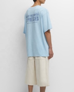 T-shirt imprimé en maille surdimensionné pour homme, style 2025, haute qualité, personnalisé OEM, 100% coton, épaules tombantes, imprimé des deux côtés - Product Image 2
