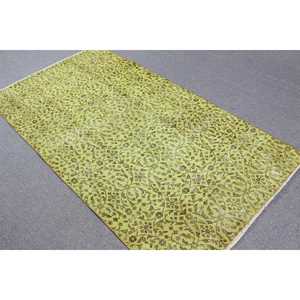 Tapis vintage 3,6 x 6,7 pieds, tapis turc oriental vert en laine - Product Image 4