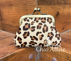 Monedero de piel auténtica con estampado de leopardo a la moda para mujer, proveedor de fábrica, con cierre de cerrojo, monedero de piel de vaca personalizado de gran capacidad - Product Image 1