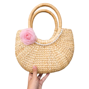 Wholesale Manufacture Handmade Woven Water Hyacinth <b>Straw</b> <b>Bag</b> Basket Souvenir Ladies Handicraft Vietnamese Women-WHB1-2 - Product Image 6