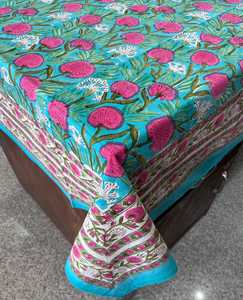 Fabriqué à la main 100% coton nappe élégante Design Floral traditionnel Artisan main bloc impression à la main élégante couverture de Table - Product Image 1