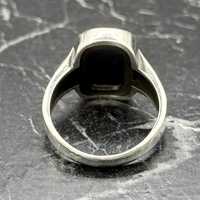 Anillo de Sello Geométrico Moderno para Hombre con Bisel de Plata de Ley 925 y Ónix Negro, Diseño Minimalista de Lujo, Regalo de Turquía