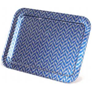 310x430mm Plateau rectangulaire en métal bleu antidérapant Design fantaisie Plateau de service en bois MDF pour thé café ou service pour bureau à domicile - Product Image 4