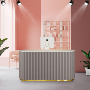 Mostrador de Recepción Moderno de Madera con LED para Oficina, Mostrador Comercial, Mesa de Recepción Inteligente Multifuncional, Cabina de Recepción para Salón, Spa, Comercio Minorista - Product Image 3