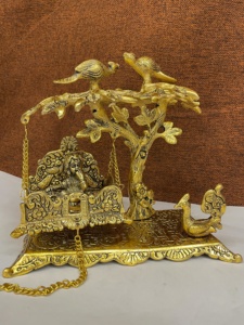 Jhula Krishna en métal, Jhula Laddu Gopal, Jhula pour la maison, le temple et le bureau, Jhula Bal Gopala fait à la main - Product Image 5