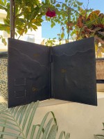 Nueva Carpeta Portafolio de Cuero Repujado a Mano, Fabricada con Cuero Vacuno, para Documentos y Tarjetas