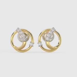 Boucles d'oreilles à la mode en or orbe diamant rhodium Zircon perle motif géométrique religieux mignon pour les fêtes en alliage de cuivre en laiton - Product Image 5