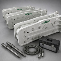 Casse-roche hydraulique de type supérieur HB20G pour excavatrice de 20 tonnes, ensemble complet avec burin de 135 mm, tuyaux et boîte à outils